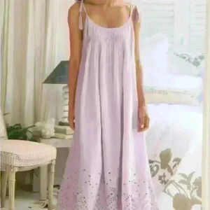 Soft Surroundings Eyelet Nightgown Maxi Dress 3X Purple 100% Cotton